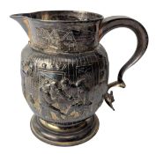 LARGE EARLY 20TH CENTURY CONTINENTAL SILVER REPOUSSE WATER JUG