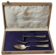 CASED 3 PIECE CONTINENTAL GERMAN 800 SILVER CHRISTENING CUTLERY SET