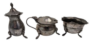 COLLECTION OF 20TH CENTURY EDWARD VII HALLMARKED SILVER CONDIMENT PIECES