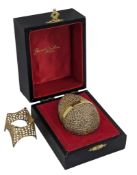STUART DEVLIN - HALLMARKED SILVER GILT SURPRISE EGG WITH STAND, 1972