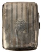 20TH CENTURY GEORGE V HALLMARKED SILVER CIGARETTE CASE WITH ENGINE TURNED DECORATION