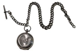 EDWARD VII HALLMARKED SILVER SOVEREIGN CASE WITH METAL CHAIN
