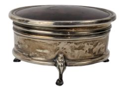 GEORGE V HALLMARKED SILVER & TORTOISESHELL HINGED JEWELLERY BOX