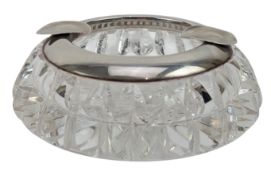 20TH CENTURY CONTINENTAL GERMAN 800 SILVER & CRYSTAL GLASS ASHTRAY