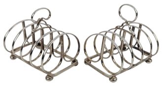 PAIR OF 20TH CENTURY GEORGE V HALLMARKED SILVER TOAST RACKS