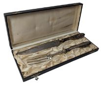 CASED CONTINENTAL GERMAN 800 SILVER HANDLED CARVING KNIFE & FORK