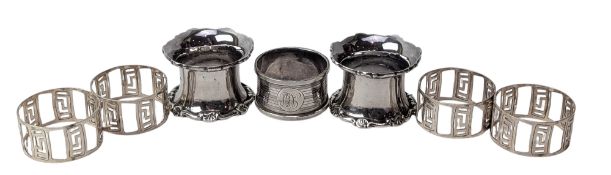 GEORGE V HALLMARKED SILVER NAPKIN RINGS & 925 SILVER NAPKIN RINGS