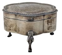 EDWARD VII HALLMARKED SILVER HINGED JEWELLERY BOX / TRINKET BOX