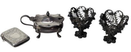 EDWARD VII HALLMARKED SILVER VESTA CASE & A SILVER MUSTARD POT