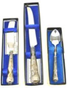 THREE ELIZABETH II HALLMARKED STERLING SILVER HANDLED FLATWARE