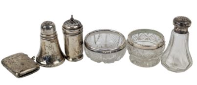 19TH CENTURY VICTORIAN HALLMARKED SILVER VESTA & OTHER SILVER CRUET CONDIMENT ITEMS