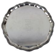 20TH CENTURY ELIZABETH II HALLMARKED SILVER SALVER / TRAY