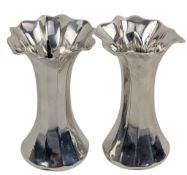 PAIR OF EARLY 20TH CENTURY EDWARD VII HALLMARKED SILVER TULIP RIM VASES