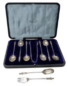 EDWARD VII HALLMARKED SILVER APOSTLE PICKLE FORK & TEASPOONS