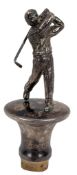 LATE 20TH CENTURY HALLMARKED SILVER WINE STOPPER IN FORM OF A GOLFER