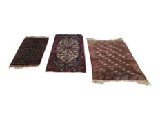 COLLECTION OF THREE SMALL PERSIAN WOOLLEN FLOOR CARPET RUGS