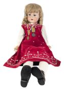 DOLLS - ANTIQUE GERMAN ARMAND MARSEILLE DOLL WITH WWI MEDALS