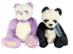 BEARS - x2 PLUSH PANDA CHARLIE BEARS - VIOLET & MING