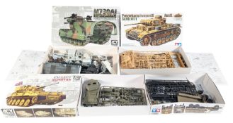 MODEL KITS - x4 135 SCALE TAMIYA & OTHER PART-BUILT MODEL KITS