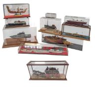 MODEL SHIPS - COLLECTION OF MODEL SHIPS IN DISPLAY CASES