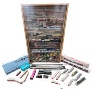 MODEL RAILWAY - DISPLAY CABINET OF MODEL TRAINS, TRAMS & BUSES