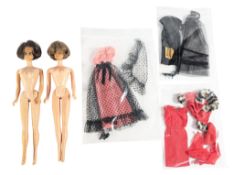 BARBIE - x2 VINTAGE 1960s BUBBLECUT MATTEL BARBIES & CLOTHING