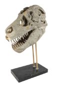 LARGE T-REX DINOSAUR RESIN HEAD STATUE