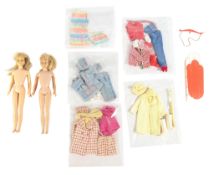 BARBIE - x2 VINTAGE 1960s SKIPPER DOLLS & OUTFITS