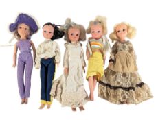 SINDY - COLLECTION OF x5 VINTAGE SINDY DOLLS