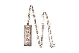 HALLMARKED SILVER INGOT PENDANT WITH SILVER NECKLACE