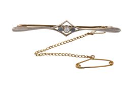 EARLY 20TH CENTURY 15CT GOLD SAPPHIRE & DIAMOND BROOCH PIN