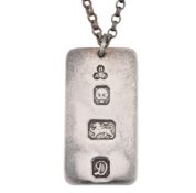 HALLMARKED SILVER INGOT PENDANT & NECKLACE CHAIN