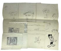 HAROLD WHITAKER - 1947 DRAFT SKETCHES OF SOLDIERS, AND OTHERS