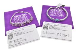 TWO SILVER & GEM SET BRACELETS