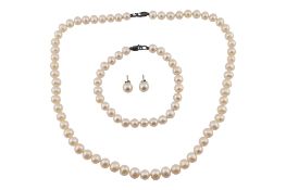CULTURED PEARL BRACELET & NECKLACE