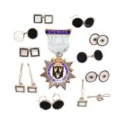 HALLMARKED SILVER MASONIC JEWEL & VINTAGE CUFFLINKS