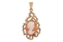 1970 HALLMARKED 9CT GOLD CAMEO NECKLACE PENDANT