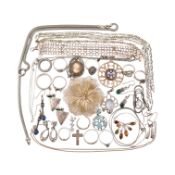 COLLECTION OF SILVER & WHITE METAL JEWELLERY