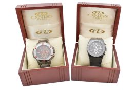 A PAIR OF ONISS PARIS GENTLEMEN'S WRISTWATCHES