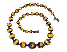ART DECO ITALIAN MURANO FOIL BEAD NECKLACE