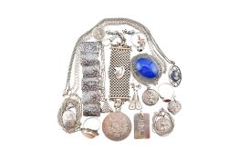 COLLECTION OF SILVER JEWELLERY & COIN FOB PENDANT