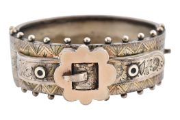 19TH CENTURY VICTORIAN HALLMARKED SILVER BUCKLE BANGLE