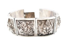 TIBETAN SILVER SIX PANEL DEITY BRACELET