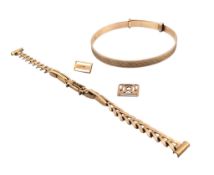 EARLY 20TH CENTURY ROLLED GOLD BANGLE & WATCH STRAP