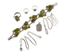 COLLECTION OF SILVER & WHITE METAL JEWELLERY