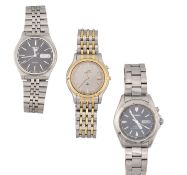 THREE STAINLESS STEEL SEIKO WRISTWATCHES