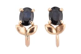PAIR OF 9CT GOLD & SAPPHIRE SCREW BACK EARRINGS
