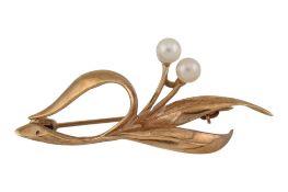 HALLMARKED 9CT GOLD & PEARL BROOCH PIN