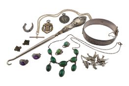 COLLECTION OF SILVER & WHITE METAL JEWELLERY