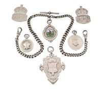 HALLMARKED SILVER WATCH CHAIN & FOBS